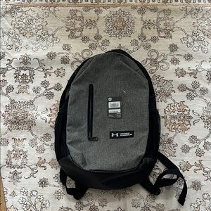 Under Armour Grey and Black Backpack with Front Zip Pocket